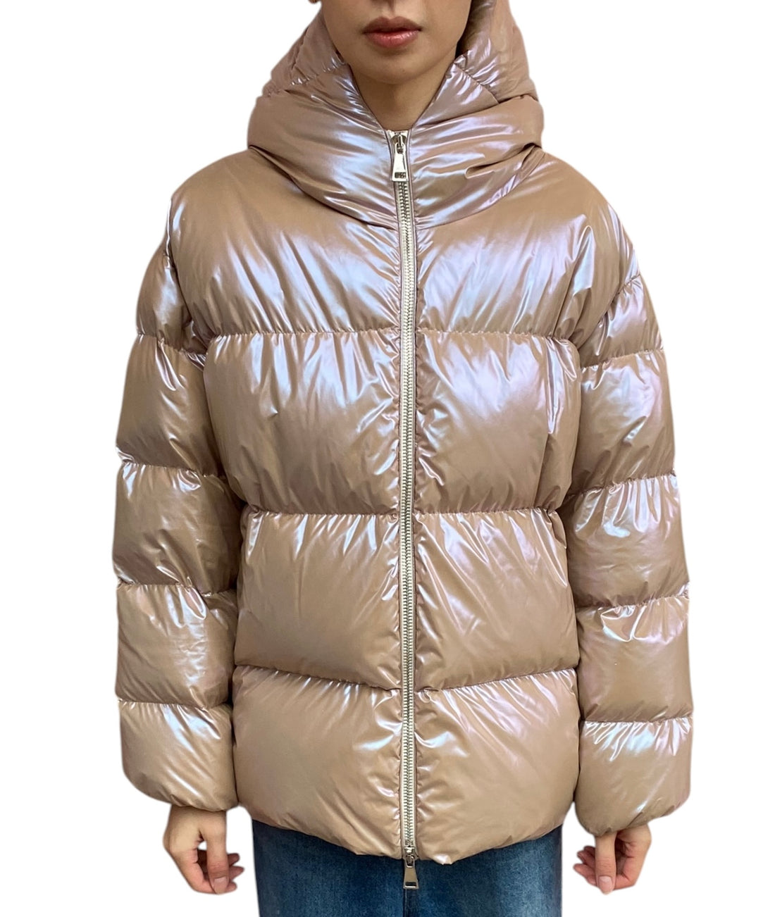 Moncler Pink Glossed Frasne Puffer Jacket - 3 / L / US 10-12