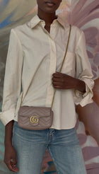 Gucci Beige Double G Marmont Mini Chain Shoulder Bag Mini