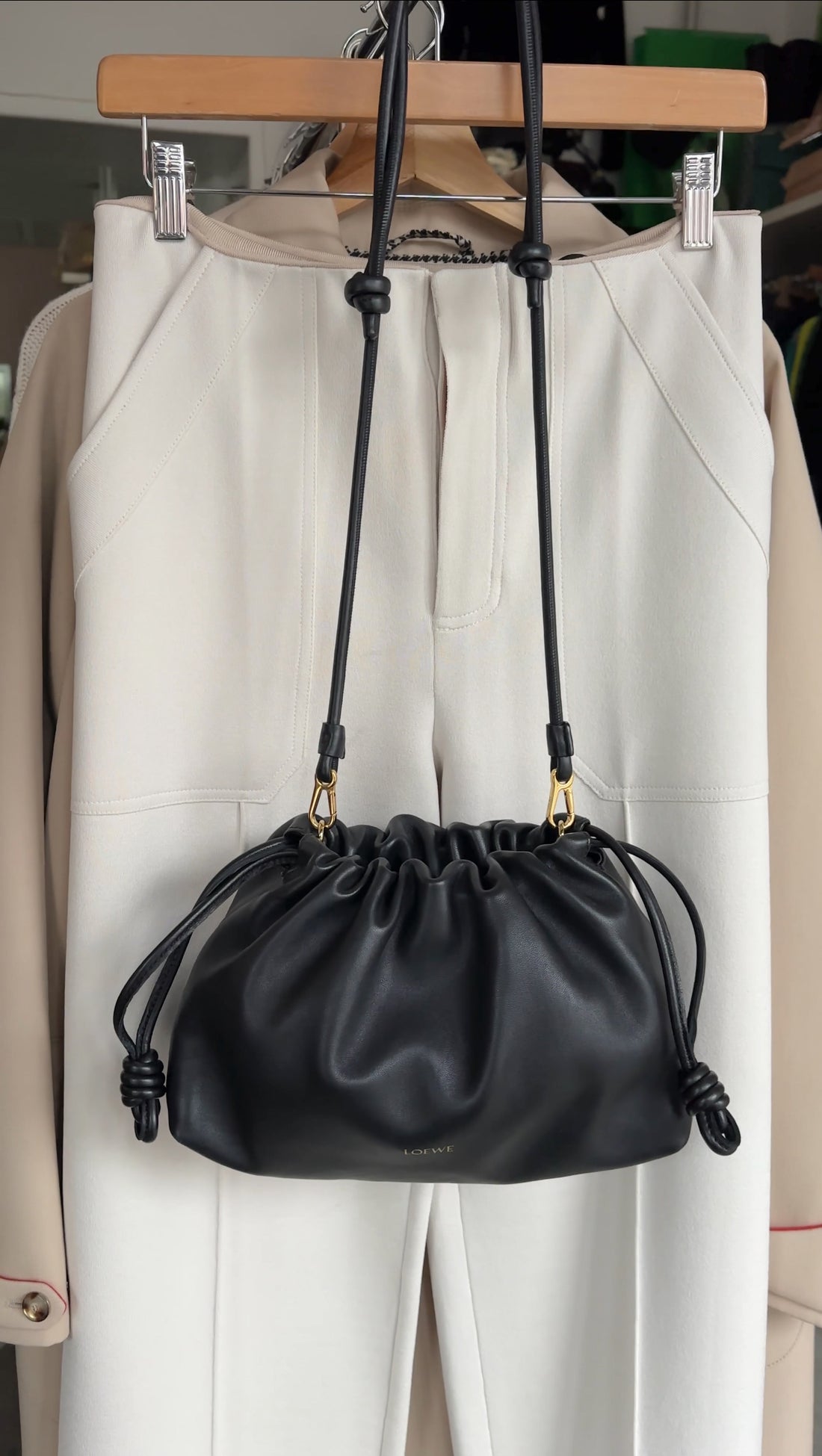 Loewe Flamenco Nappa Medium Chain Drawstring Bag