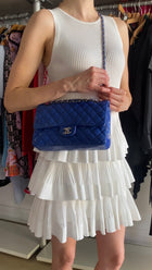 Chanel 10C Cobalt Blue Lambskin Quilted Medium Classic Double Flap Bag SHW