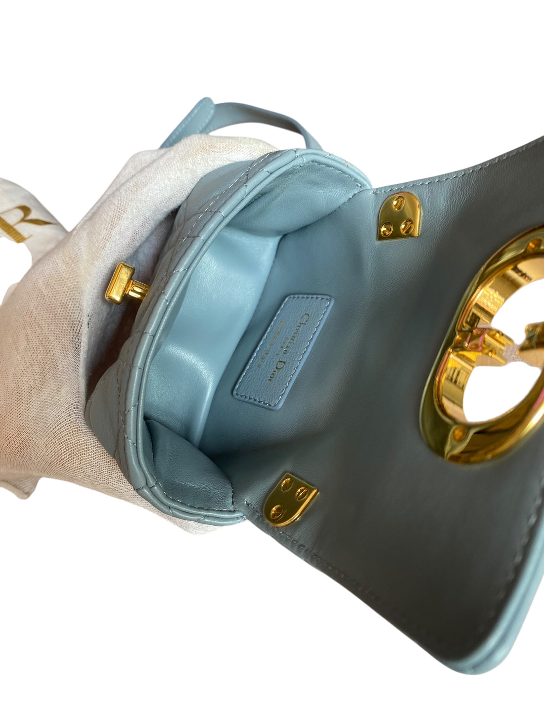 Dior Light Blue Micro Caro Crossbody Bag