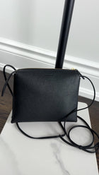 The Row Black Leather Nu Mini Twin Crossbody Zip Bag