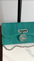 Christian Louboutin Green Exotic Riviera Clutch Bag