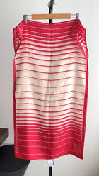 Herve Leger Red and Ivory Silk Striped Scarf