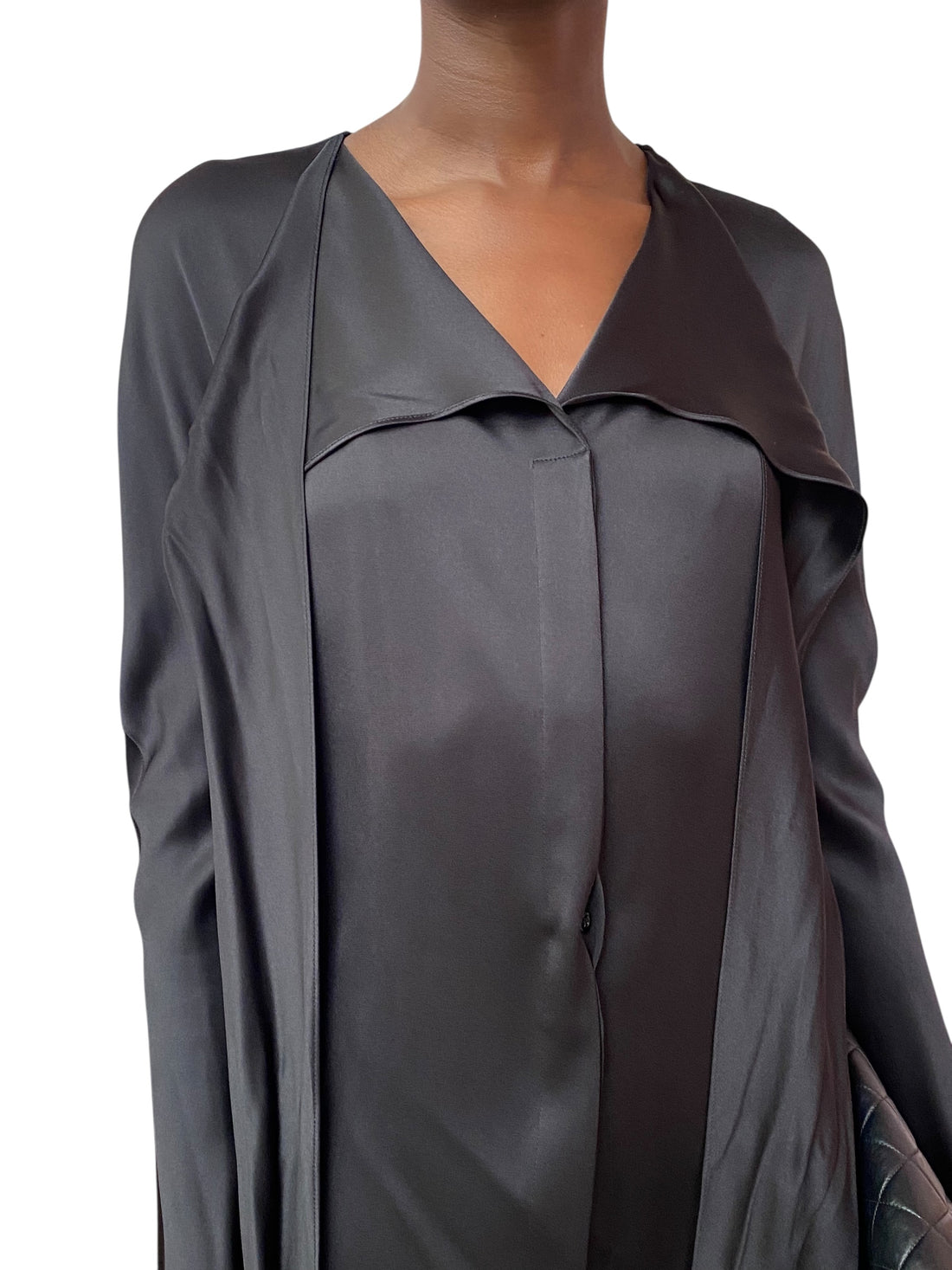 Christian Dior Black Silk Wrap Tie Long Sleeve Shirt - 40 / US 6