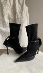Alexander Wang Black Viola 105 Leather and Neoprene Sock Boots - 40