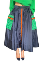 Prada Navy & Green Nylon Maxi Pocket Skirt - 44 / US 8
