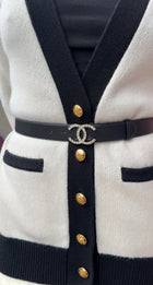 Chanel 20A Black Leather Light Goldtone Crystal CC Belt - 29-31