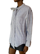 Balenciaga Grey Cotton Check Swing Oversized Logo Shirt - 36 / US 2
