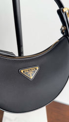Prada ReNylon Black Mini Arque Two Way Crescent Bag