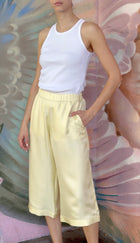 Aflalo Yellow Silk Wide Cropped Maroc PJ Pants - S