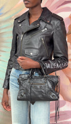 Balenciaga Black Leather Moto Jacket - 38
