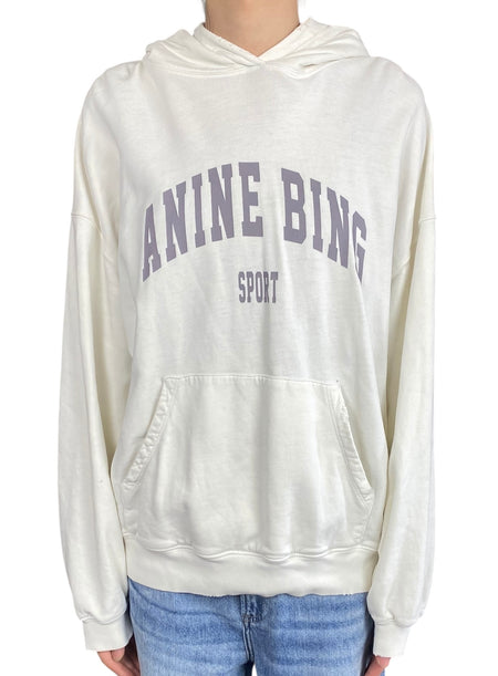 Anine Bing White Logo Hoodie - S