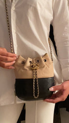 Chanel Black and Beige Gabrielle Chain Drawstring Bucket Bag