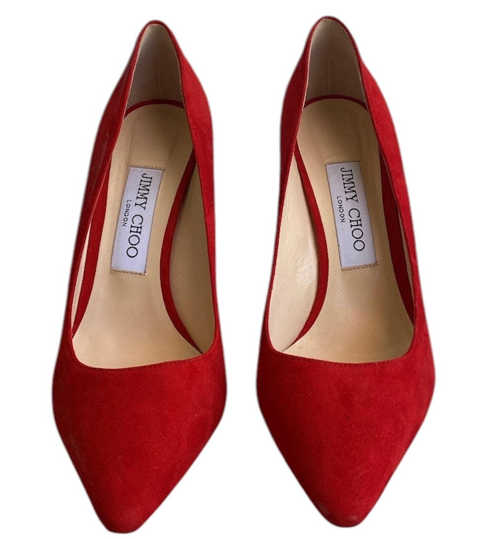 Jimmy Choo Red Suede Pump