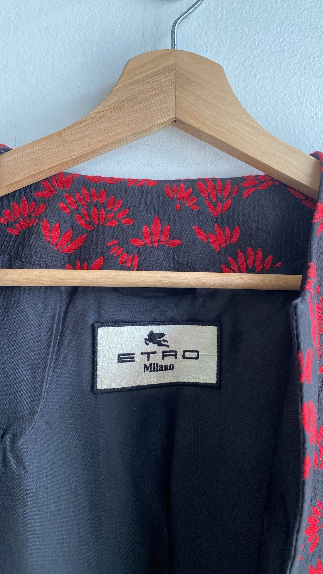 Etro Red Floral Embossed Coat