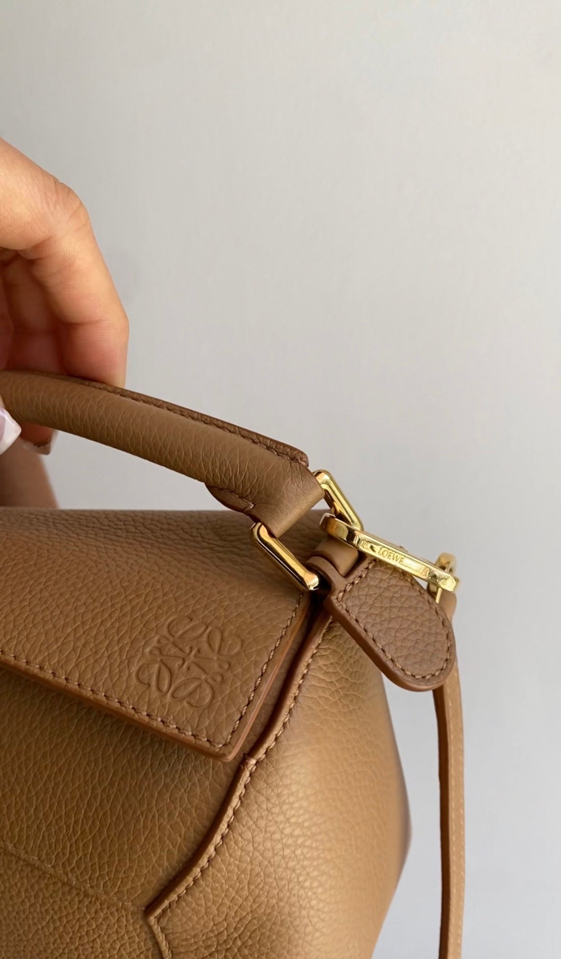 Loewe Toffee Brown Grained Calfskin Mini Puzzle Bag