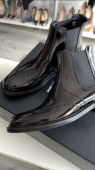 Saint Laurent Black Glossed Leather Chelsea Boot - 36.5