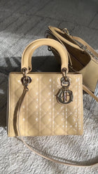 Christian Dior Lady Dior Medium Beige Cannage Patent Leather Bag