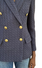 Brunello Cucinelli Blue Cashmere Cable Knit Blazer - IT 38 / US 4