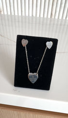 Gucci Sterling Silver Heart Stud Earrings and Chain Necklace Set