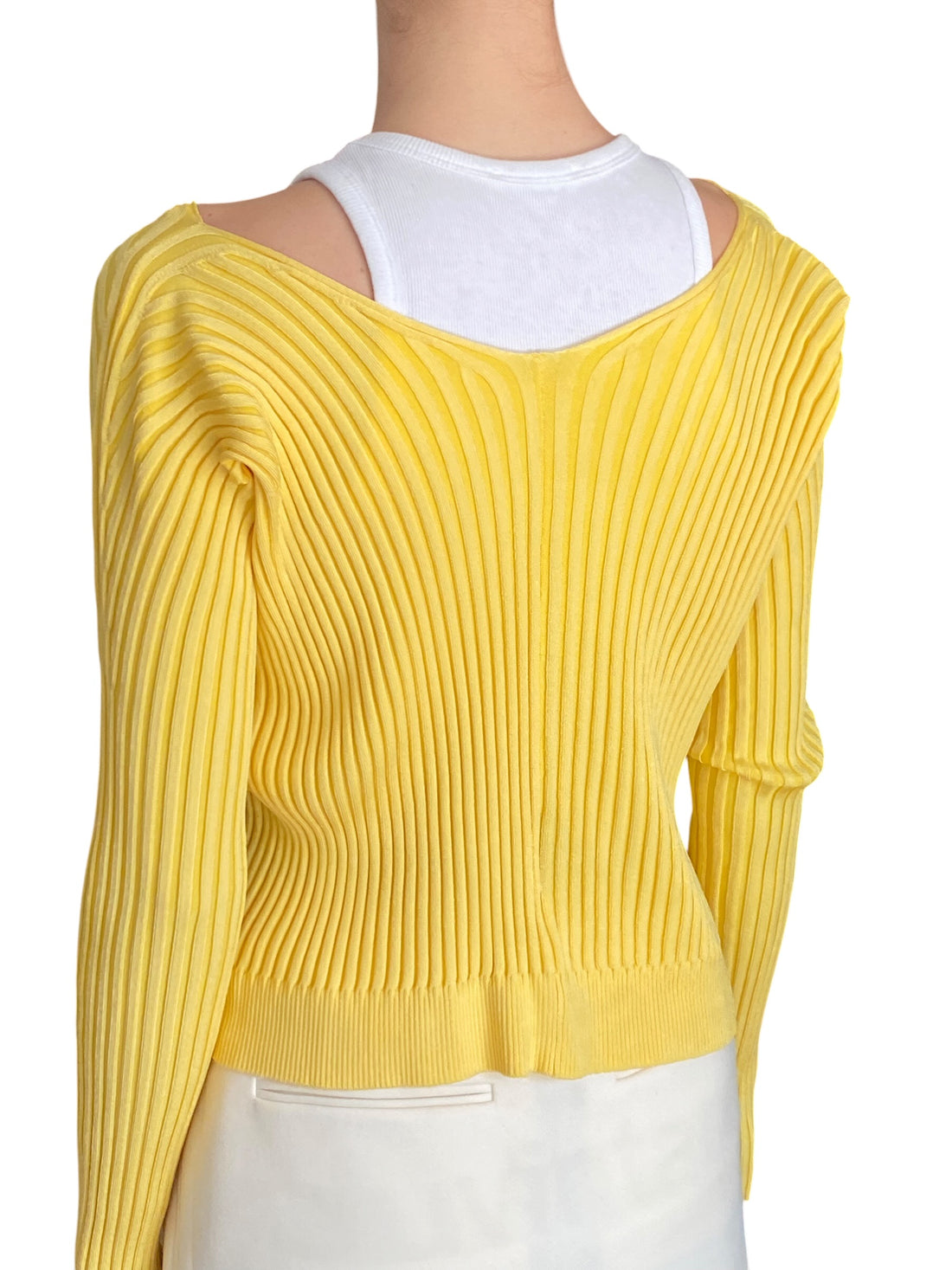 Jacquemus Yellow “La Maille Pralù” Rib Knit Logo Hardware Cardigan - IT 38 / US 2-4