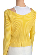 Jacquemus Yellow “La Maille Pralù” Rib Knit Logo Hardware Cardigan - IT 38 / US 2-4