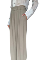 Giorgio Armani Taupe Silk Wide Leg Pleated Trouser - IT 42 / US 8