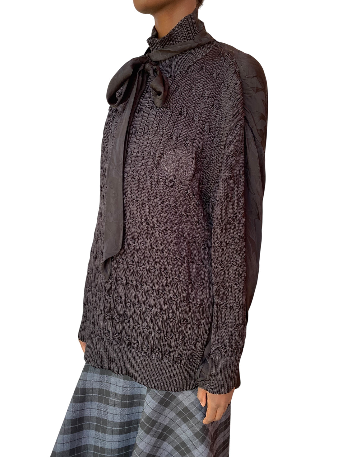Balenciaga Black Combo Knit Scarf Sweater - 4