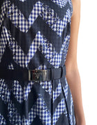 Prada Navy Gingham Belted Dress - 40 / US 4-6