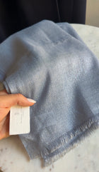 Brunello Cucinelli Steel Blue Grey Cashmere Blend Shimmer Shawl Scarf