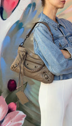 Balenciaga Taupe Brown Vintage Lambskin City First Bag