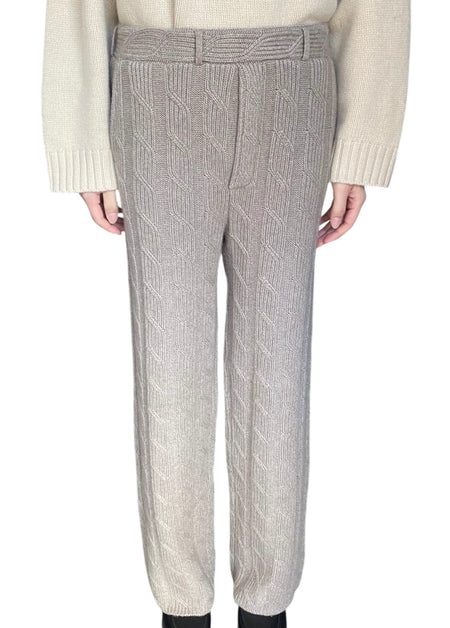 Lisa Yang Beige Cable Knit Cashmere Lounge Trousers - 1 / S-M
