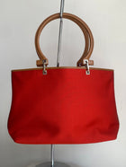 Ferragamo Red Canvas Shoulder Tote Bag