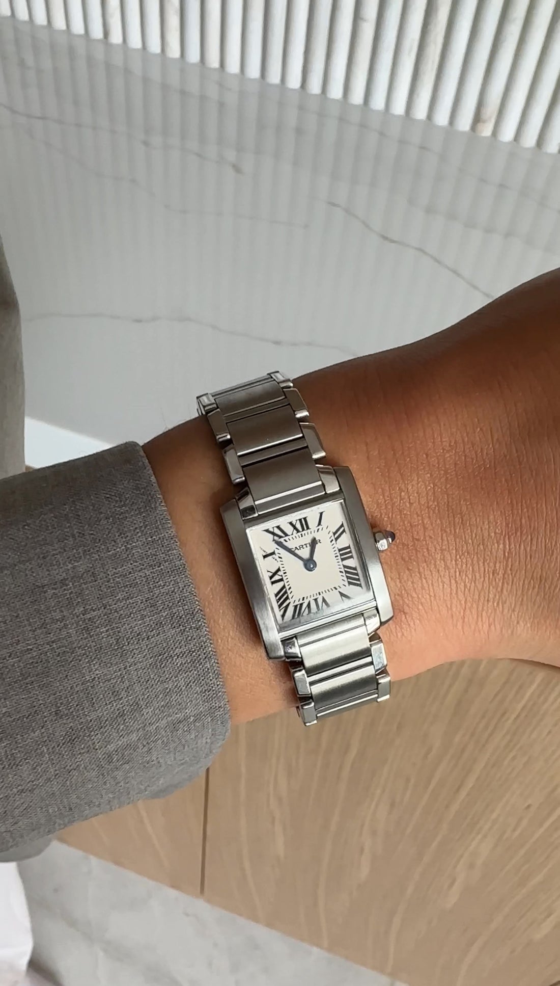 Cartier Stainless Steel Tank Francaise Small Model with White Dial 2364