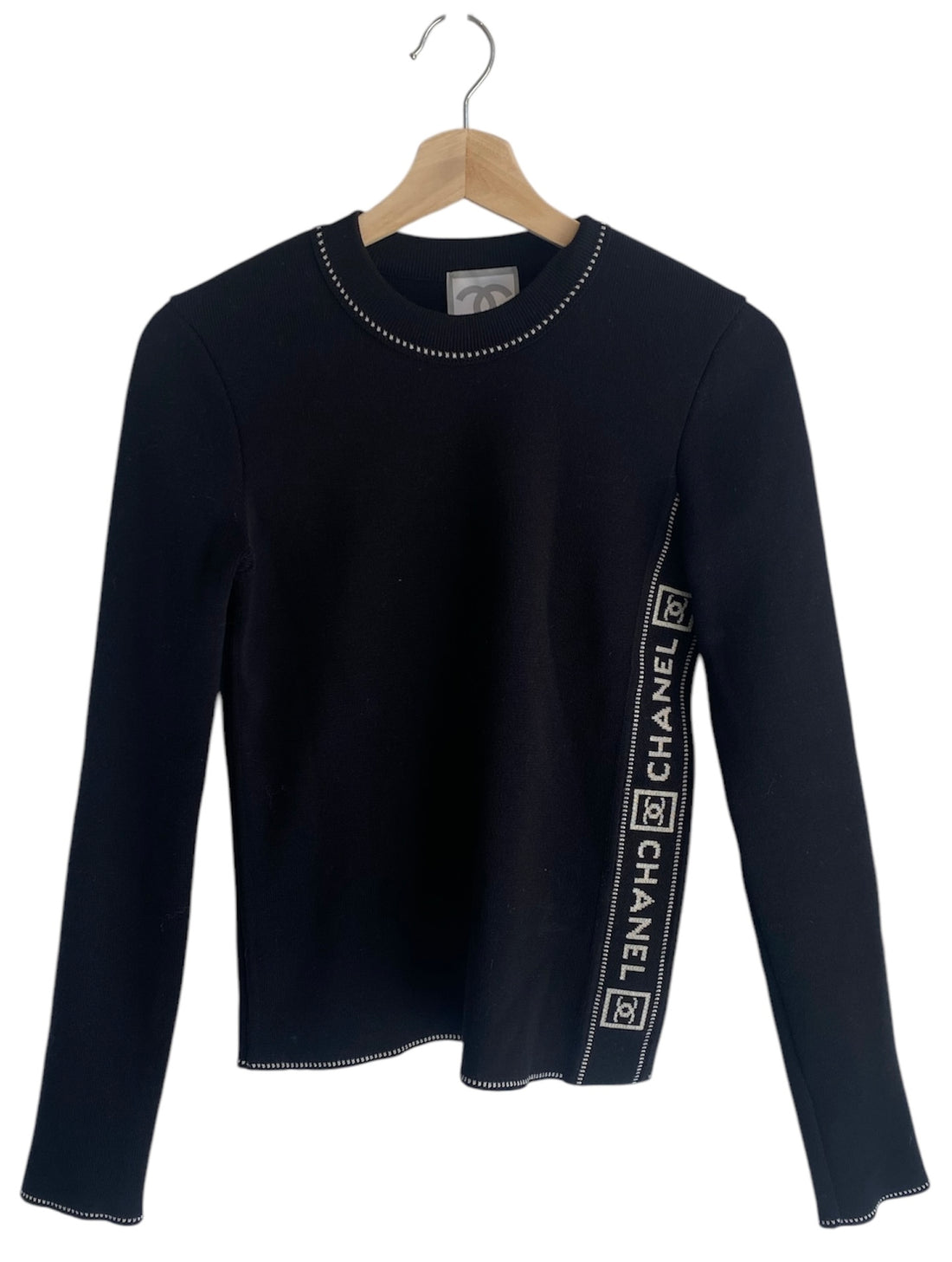 Chanel Sport Black Logo Knit Crewneck