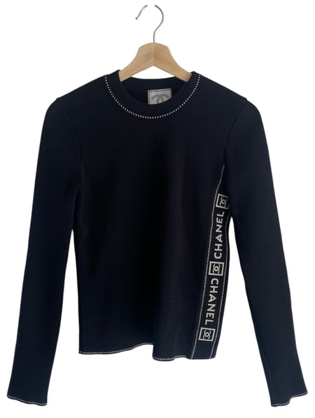 Chanel Sport Black Logo Knit Crewneck