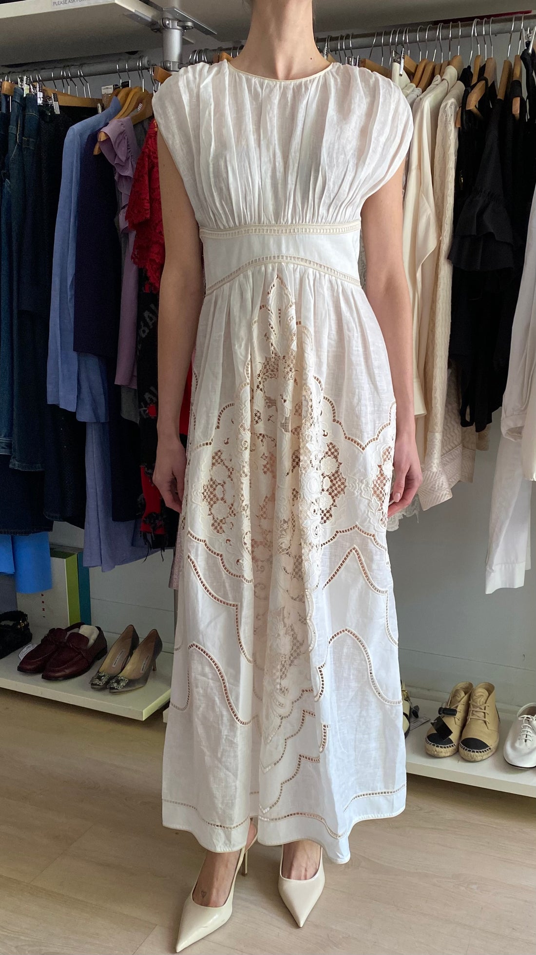 Zimmermann Beige “Daylight” Broderie Linen Gown - 1 / US 4-6