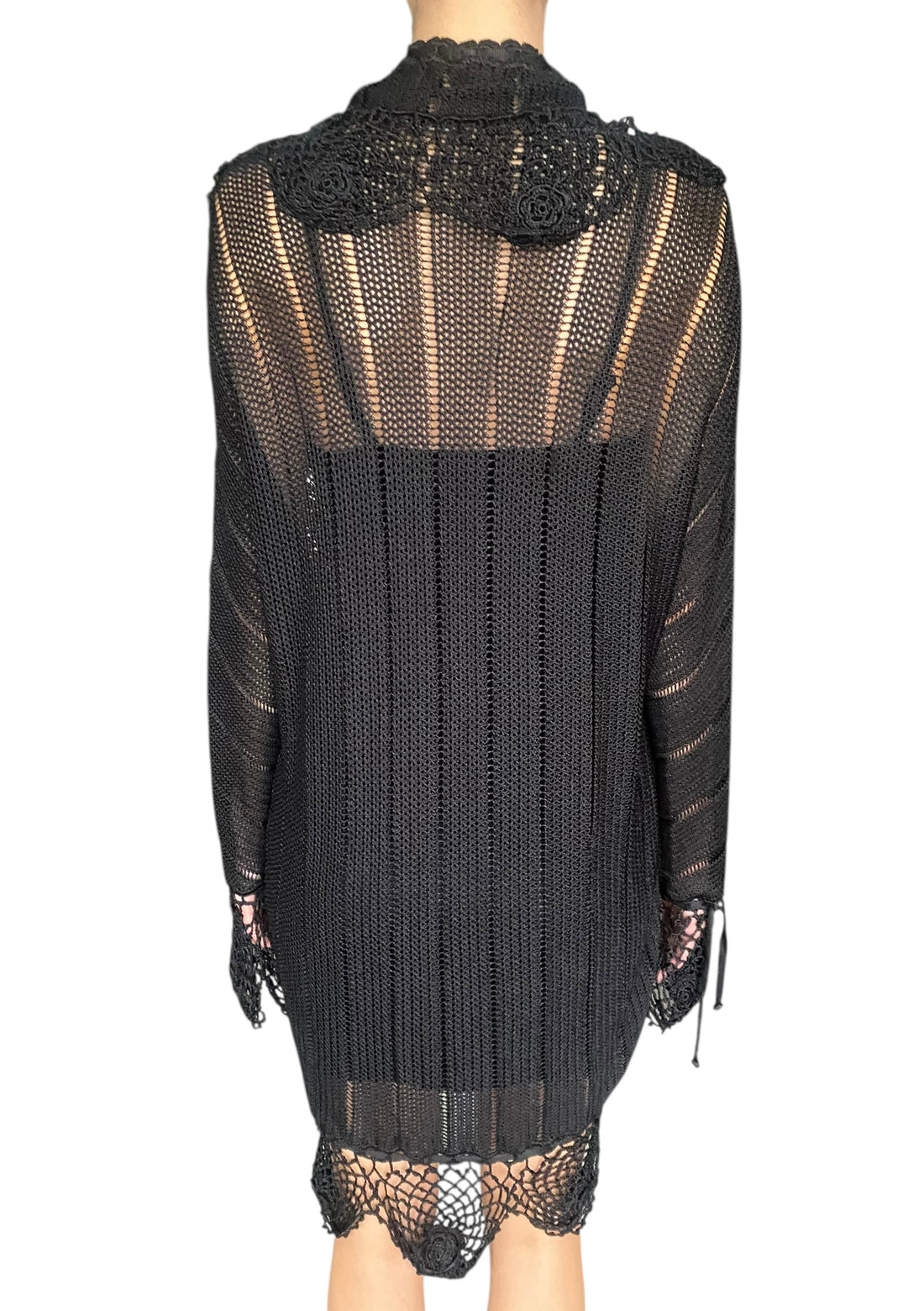 Alexander McQueen Black Floral Crochet Coverup Dress / Cardigan - US 4