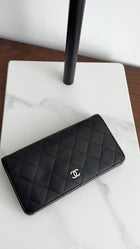 Chanel Black Calf Leather Quilted Timeless Bifold Long Wallet