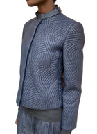 Giorgio Armani Navy Lamb Leather Quilted Jacket - 42 / US 6
