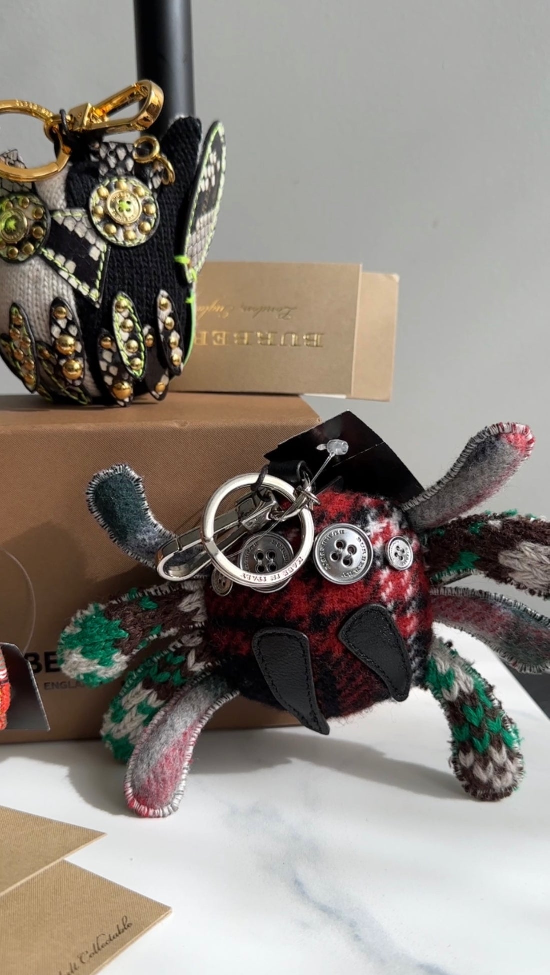 Burberry Red and Green Knit Wool Crab Bag Charm