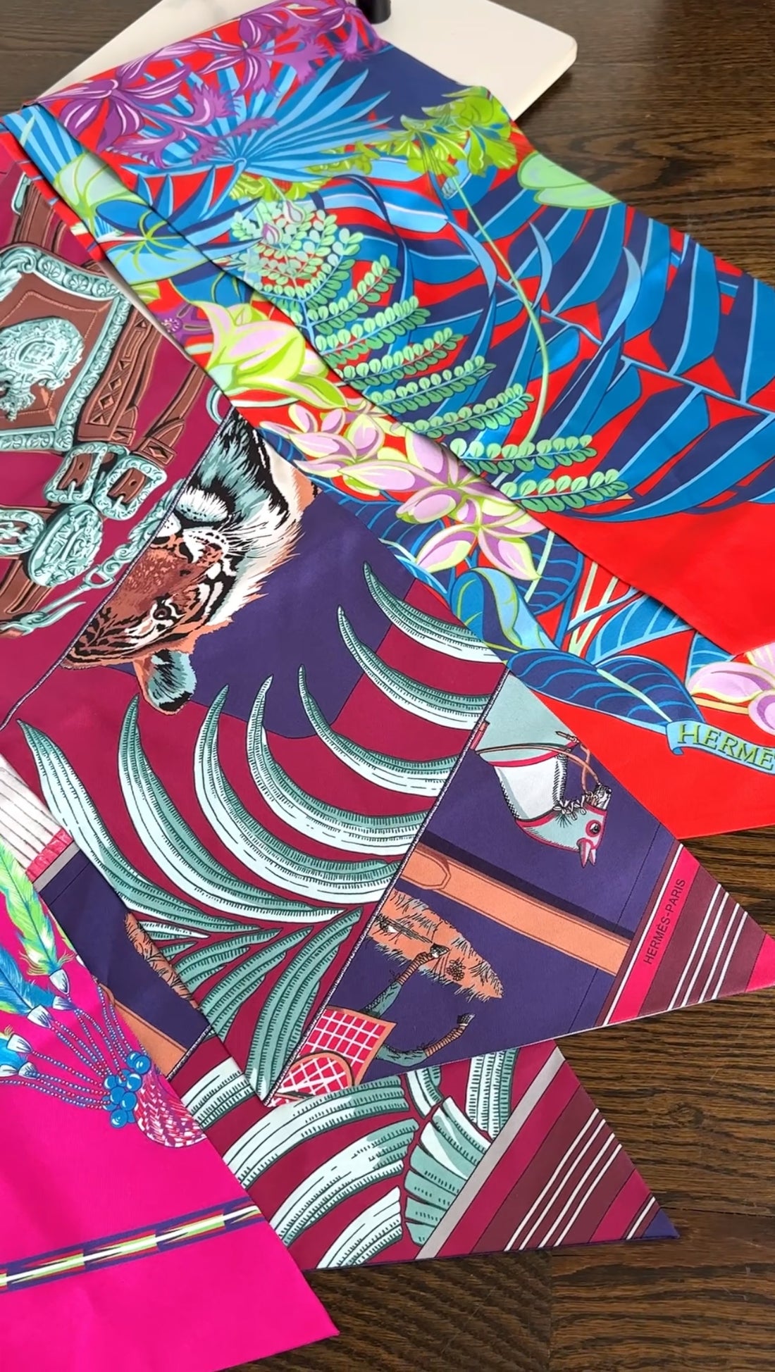 Hermes Flamingo Party Silk Maxi Twill Scarf Red Blue Lime