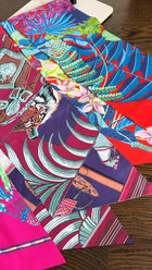 Hermes Flamingo Party Silk Maxi Twill Scarf Red Blue Lime
