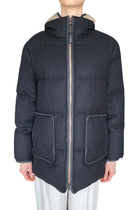 Brunello Cucinelli Dark Grey Wool Hooded Down Jacket - IT 40 / US 4-6