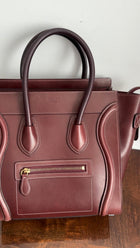 Celine Dark Brown Leather Micro Luggage Tote Bag