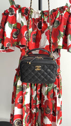 Chanel Black Lambskin Leather Extra Pocket Vanity Chain Bag