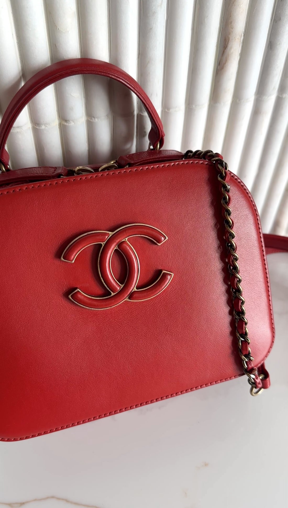 Chanel Paris-Rome Coco Curve Red Leather Vanity Case Bag