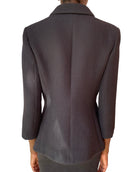 Chanel 2012 Black Striped Pearl Chain Jacket - 40