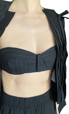Sacai Charcoal Asymmetrical Pinstripe Patchwork Vest - JP 2 / US 4-6